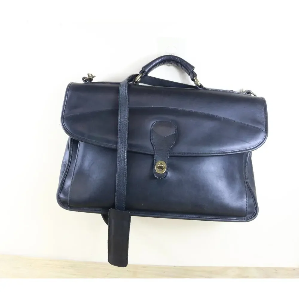 Vintage Rafael Bags Mens Black Leather Briefcase Laptop Messenger USA No Strap